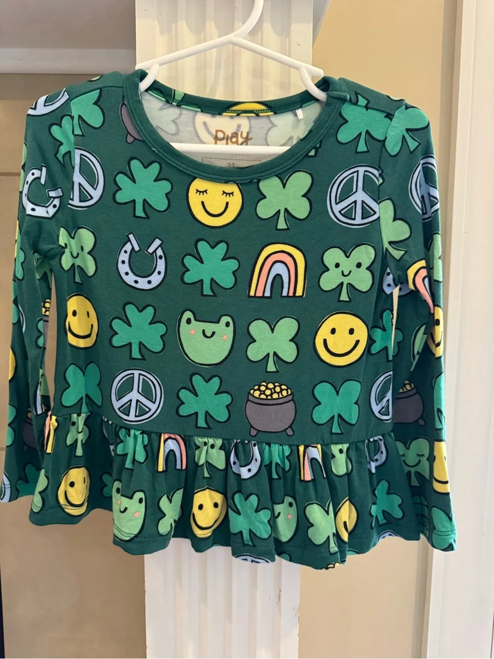 Little Sleepies Green Lucky Charm Peplum Top